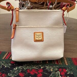 Dooney & Bourke White Crossbody Bag with Brown Trim